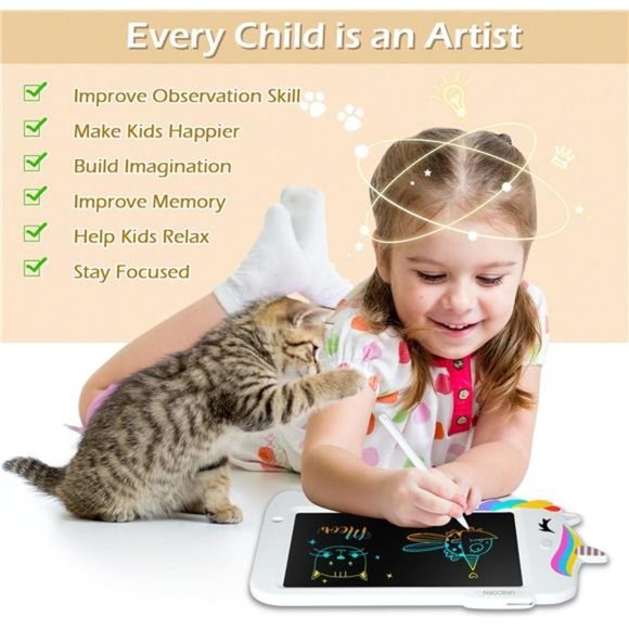 LCD Drawing Writing Tablet - Drawing Pad Doodle Board (White Unicorn) - Picture 6 of 7